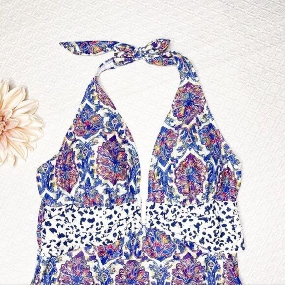 Nicole Miller Paisley Halter One Piece Swimsuit Plus Size 3X - Picture 3 of 8